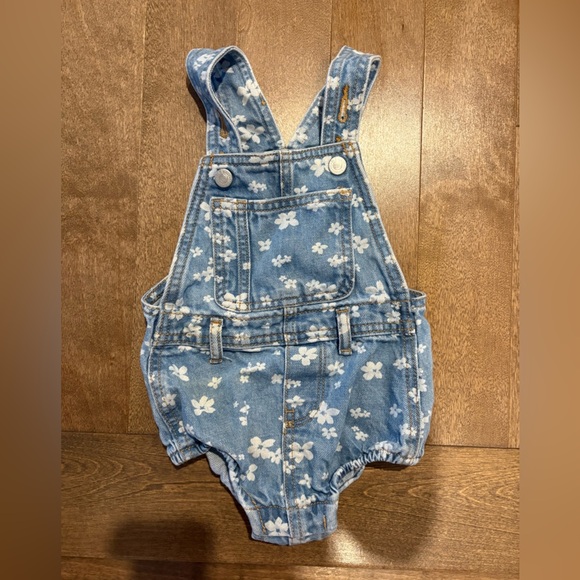 Old Navy Blue Floral Denim Overalls - Picture 1 of 2